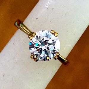 Jeulia Engagement Solitaire Vermeil 925 CZ Low Set Accent Stones Bridge Ring